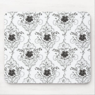 Mousepad Flores de Renda Falsa Preto Branco