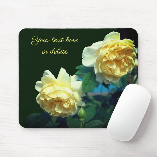 Mousepad Flores de Rosa Amarela Personalizadas (Com mouse)