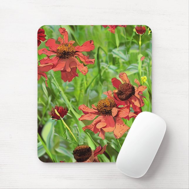 MOUSEPAD FLORES DE RUDBECKIA VERMELHA (Com mouse)