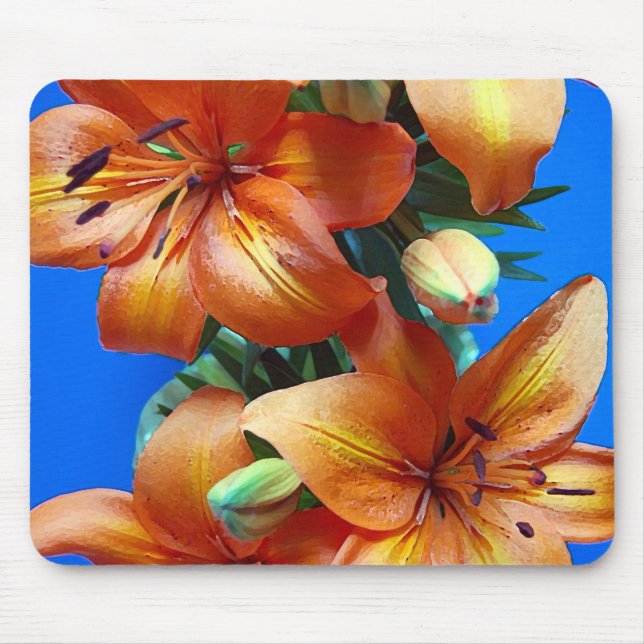 Mousepad Flores de tigre-laranja impressão (Frente)
