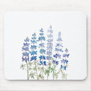 Mousepad flores de tremoço azuis e roxas