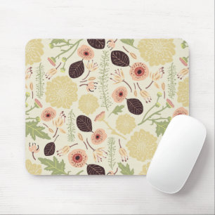 Mousepad Flores Deixam Padrão Floral Rosa Verde