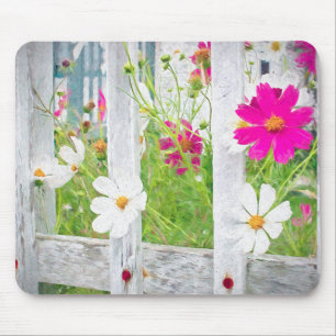 Mousepad flores do cosmos rosa e branco