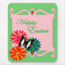 Flores e borboletas coloridas de páscoa