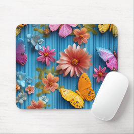 MOUSEPAD FLÔRES E BORBOLETAS DE CORES VIVAS