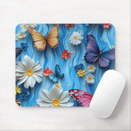 MOUSEPAD FLÔRES E BORBOLETAS DE CORES VIVAS