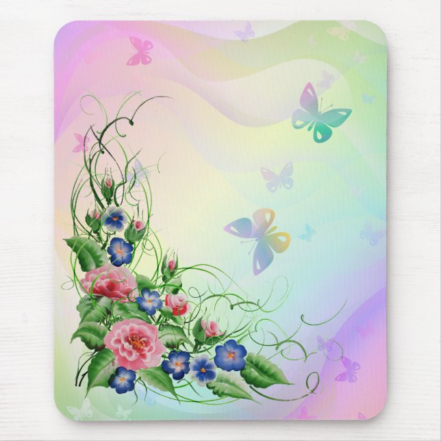 Mousepad Flores e borboletas finas (Frente)