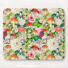 Mousepad Flores e cogumelos cogumelo fungos beige jardim