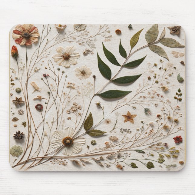 Mousepad Flores e Folhas Botânicas da Beleza da Natureza (Frente)