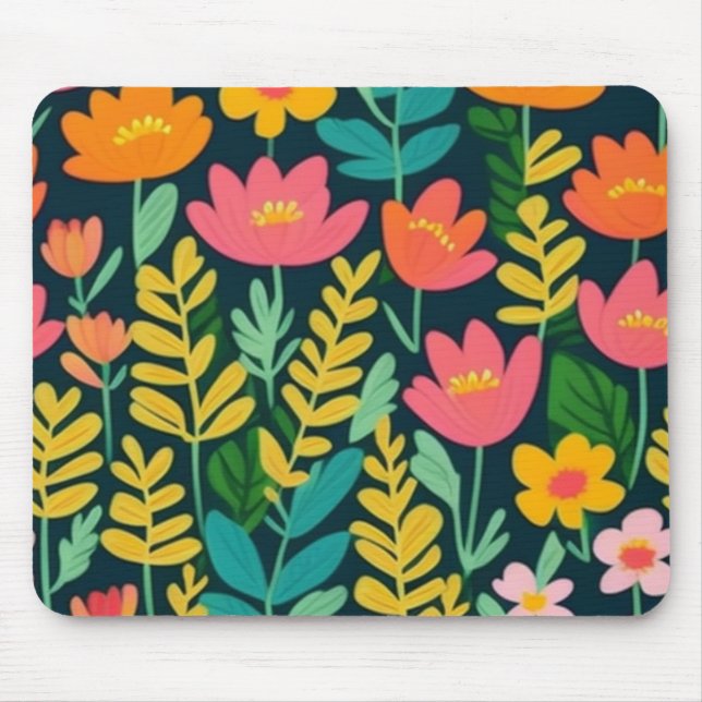 Mousepad Flores e folhas coloridas (Frente)