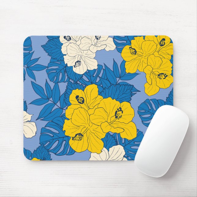 Mousepad Flores e folhas de hibisco (Com mouse)