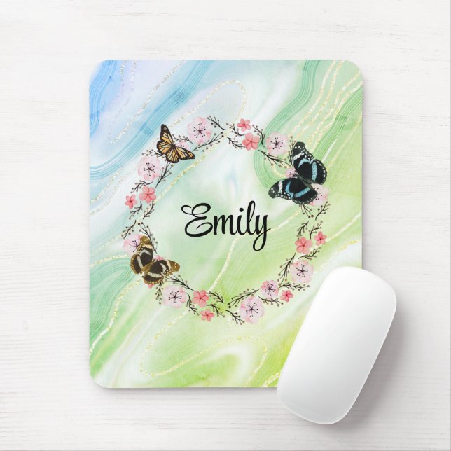 Mousepad flores e fundo elegante (Com mouse)