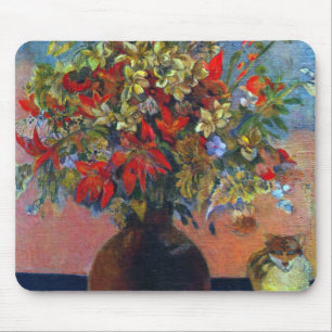 Mousepad Flores e gatos por Paul Gauguin, Vintage Fine Art