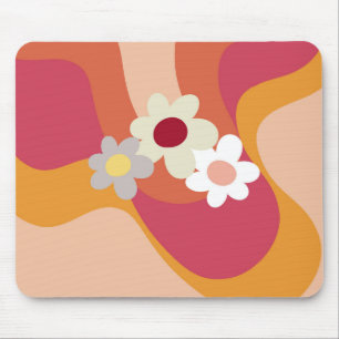 Mousepad Flores e ondas de estilo retrô