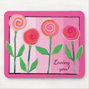 Mousepad Flores e Pinks e Amor