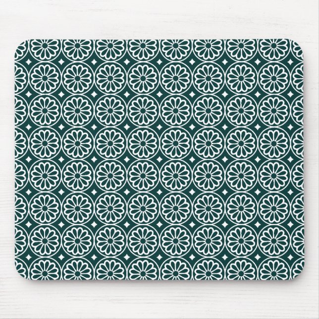 Mousepad Flores Egípcias Antigas - Verde Escuro (Frente)