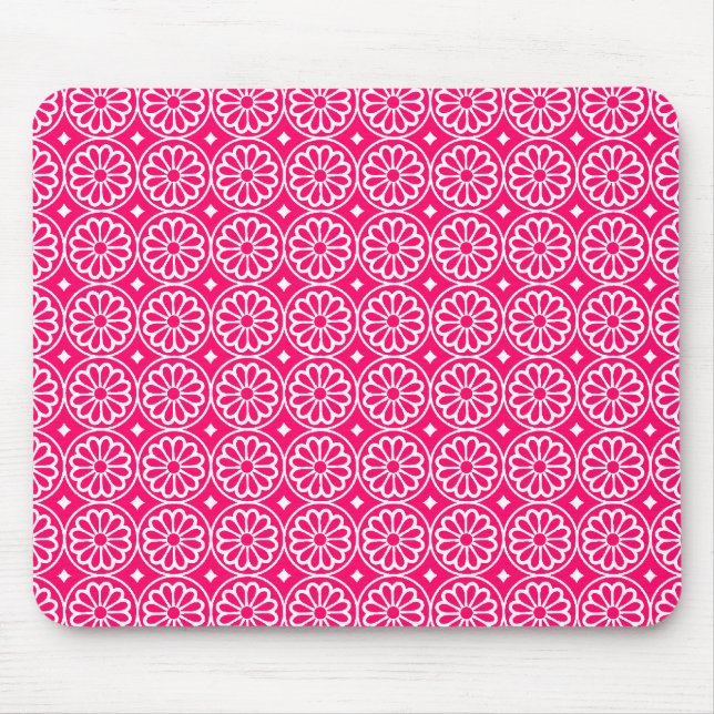 Mousepad Flores Egípcias Antigas - Vermelho Neon (Frente)