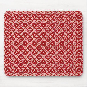 Mousepad Flores Egípcias Antigas - Vermelho Ruby a Rosa