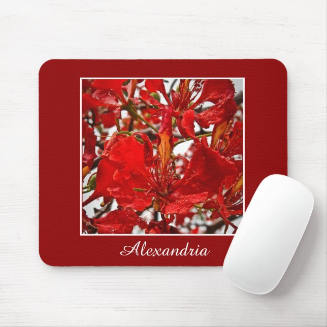 Mousepad Flores Elegantes Vermelhas Elegantes Personalizam (Com mouse)
