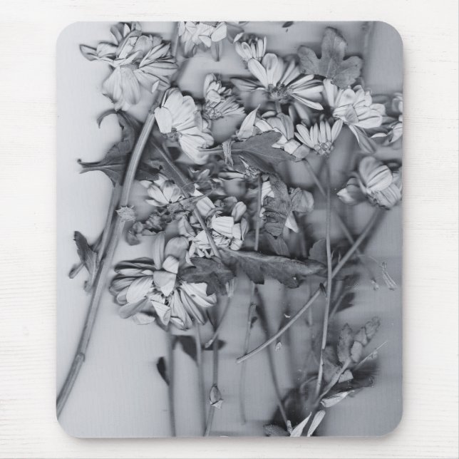 Mousepad Flores em Preto e Branco (Frente)