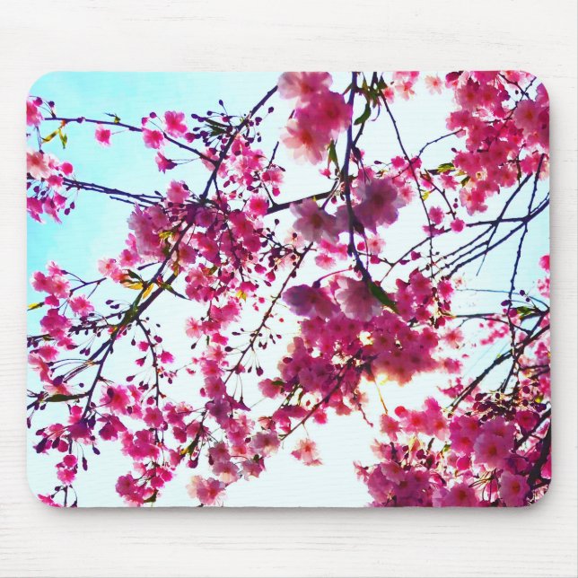 Mousepad Flores florais cor-de-rosa Elegante Flores cerejei (Frente)