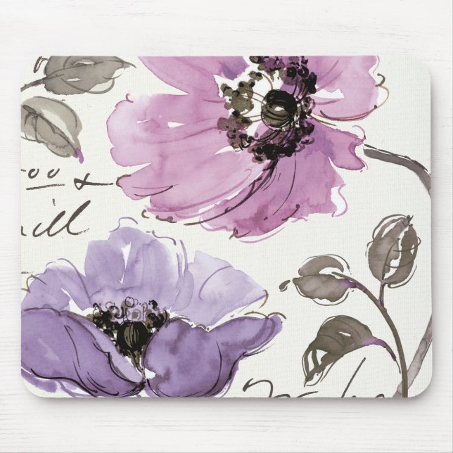 Mousepad Flores florais da aguarela da ameixa da valsa (Frente)