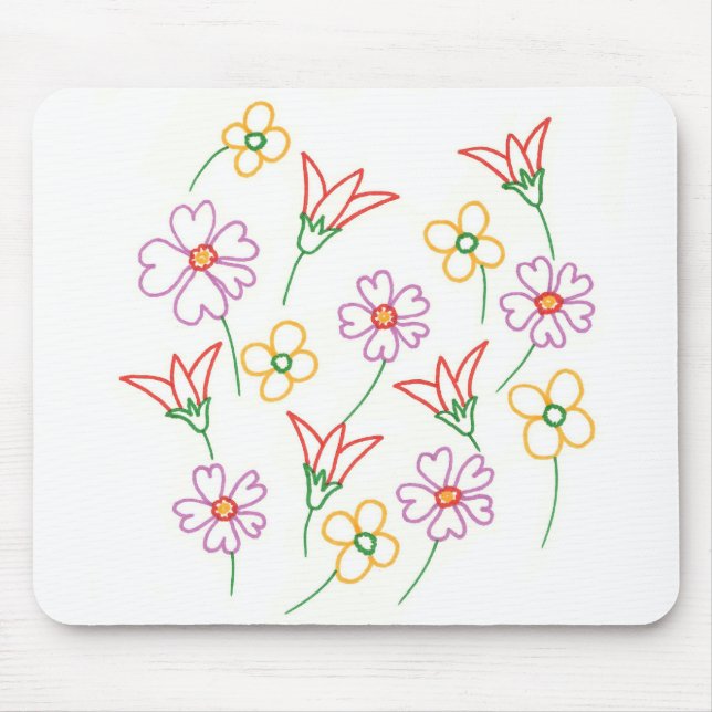 Mousepad Flores Florais De Mola Que Desenham Mocas De Colag (Frente)