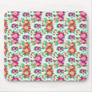 Mousepad Flores Flóridas Brilhantes, Rosa e Flores Vermelha