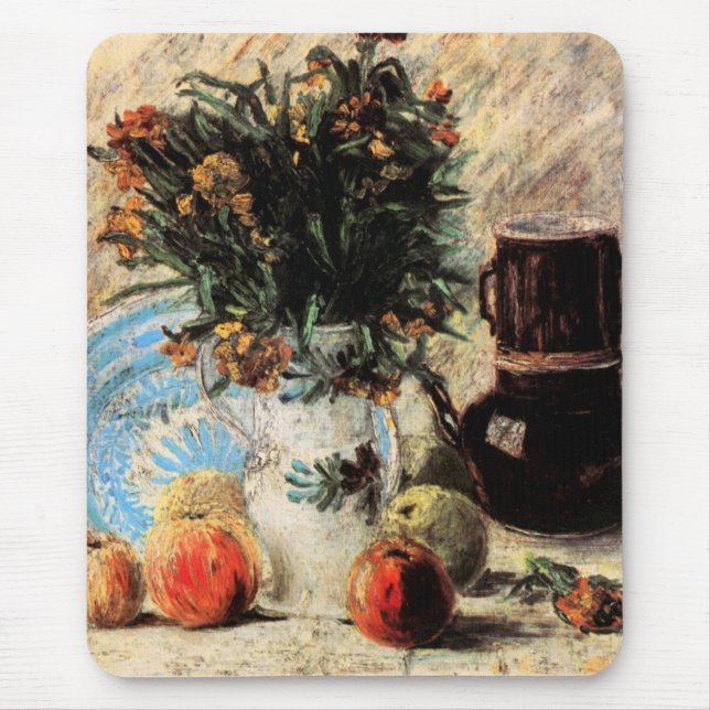 Mousepad Flores, Foffeepot e Frutas de Vincent van Gogh (Frente)