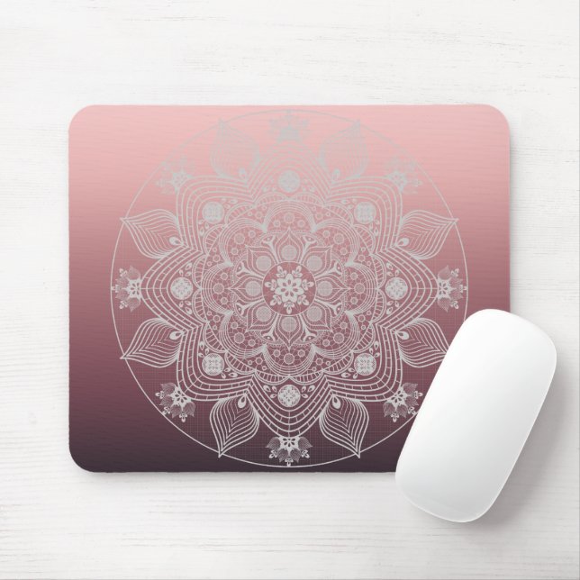 Mousepad Flores, Folhas, Palavras Florais de rendas brancas (Com mouse)