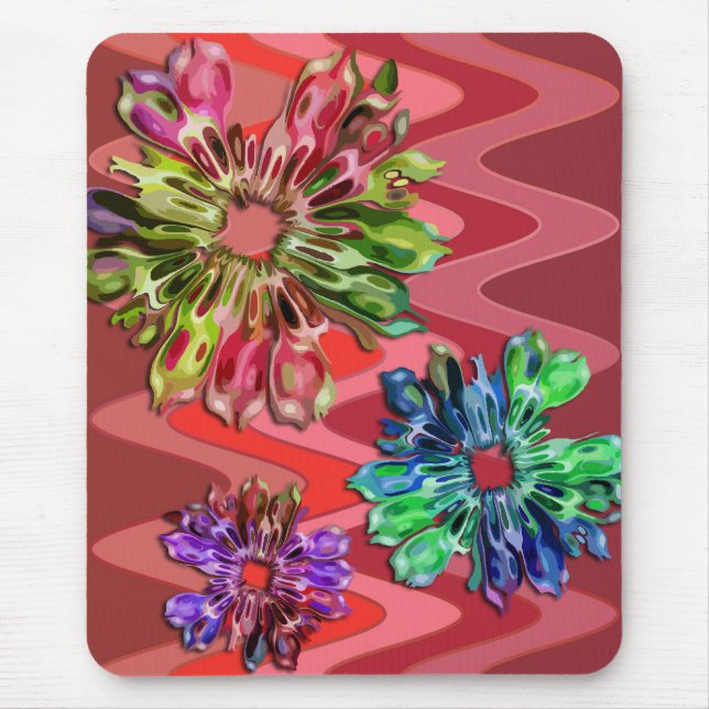 Mousepad Flores fractais abstrato 2D | vermelho sinusal (Frente)