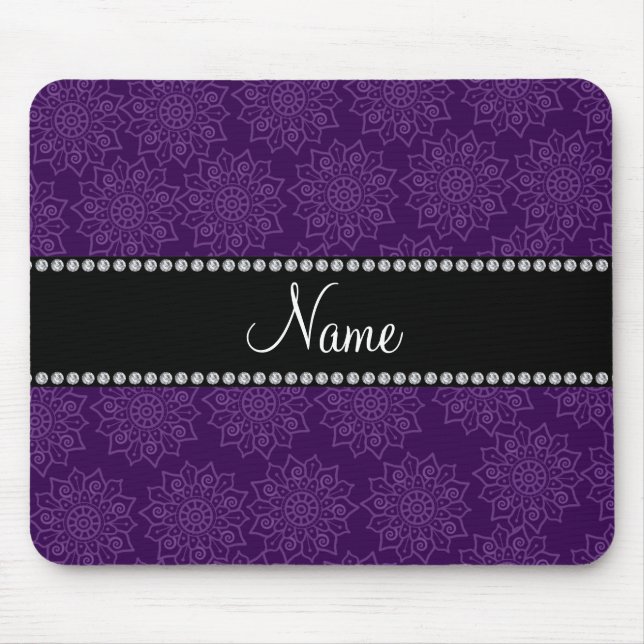 Mousepad Flores intrincadas roxas conhecidas personalizadas (Frente)