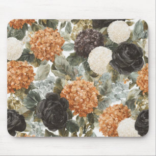 Mousepad Flores Laranja Bege Preto Creme