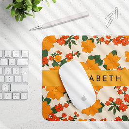 Mousepad Flores Laranja, Padrão De Flores, Seu Nome