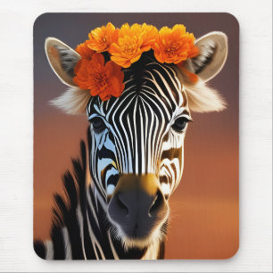 Mousepad Flores Laranja vestidas De Zebra Cuta