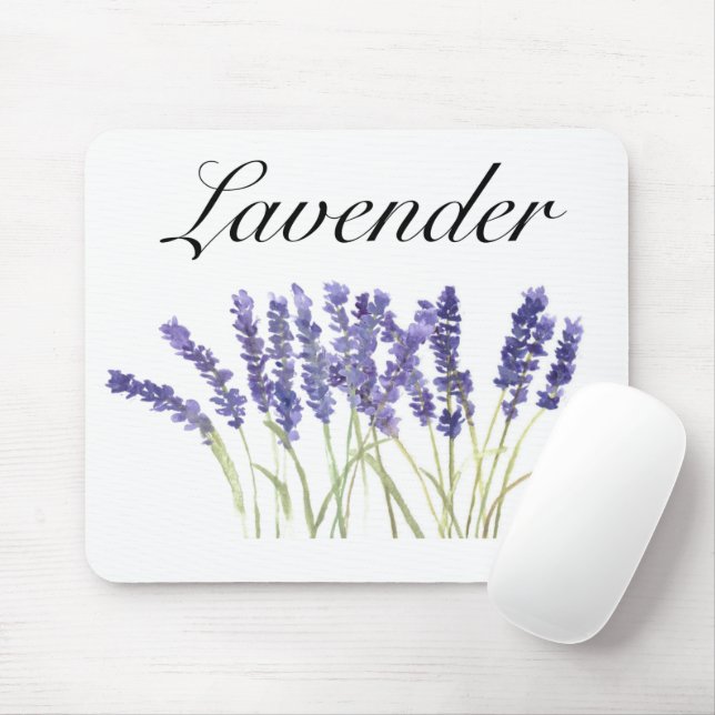 Mousepad flores lavandas herbáceas cor d'água chic roxa (Com mouse)