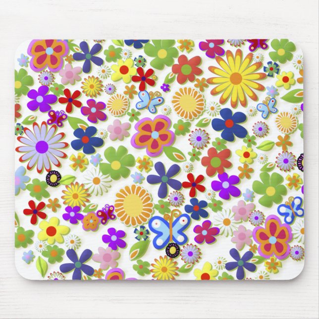 Mousepad Flores Legal, Flores Bonitas, Girly Retro Floral (Frente)