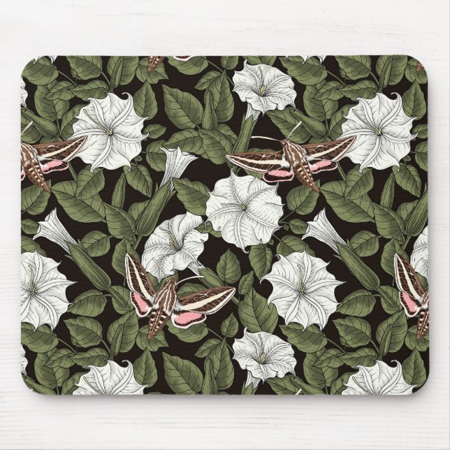 Mousepad Flores-lua e mariposas esfinas (Frente)