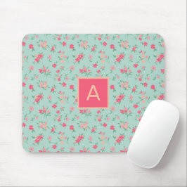 Mousepad Flores Minúsculos, Rosa, Cinzentas, Monogramas