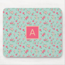 Mousepad Flores Minúsculos, Rosa, Cinzentas, Monogramas