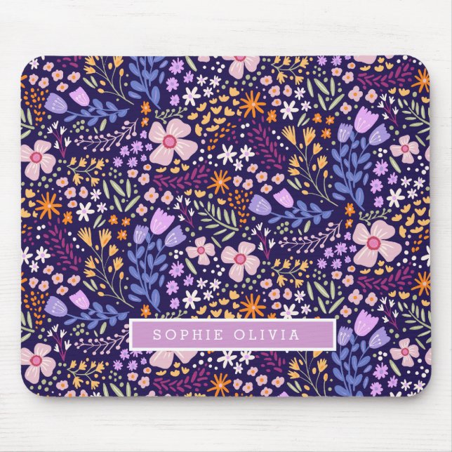 Mousepad Flores Modernas Flores Silvestres Elegantes e Femi (Frente)