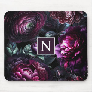 Mousepad Flores Moody Negros Jardim Floral Encantado Preto