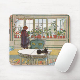 Mousepad Flores na janela de um lar Carl Larsson