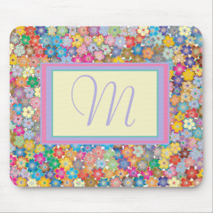 Mousepad Flores na minha mesa monograma
