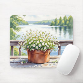 Mousepad Flores no pote de cobre no convés da periferia