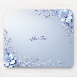 Mousepad Flores Ornamentais Azuis com Pérolas