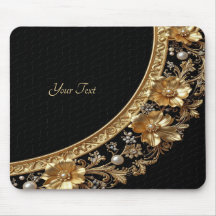 Mousepad Flores Ornamentais Douradas