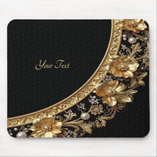 Mousepad Flores Ornamentais Douradas