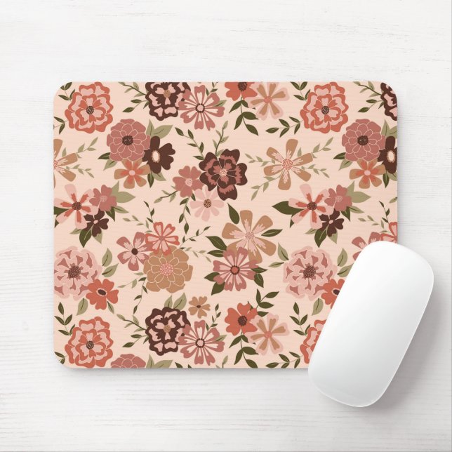 Mousepad Flores Pessegueiro Padrão Botânico (Com mouse)