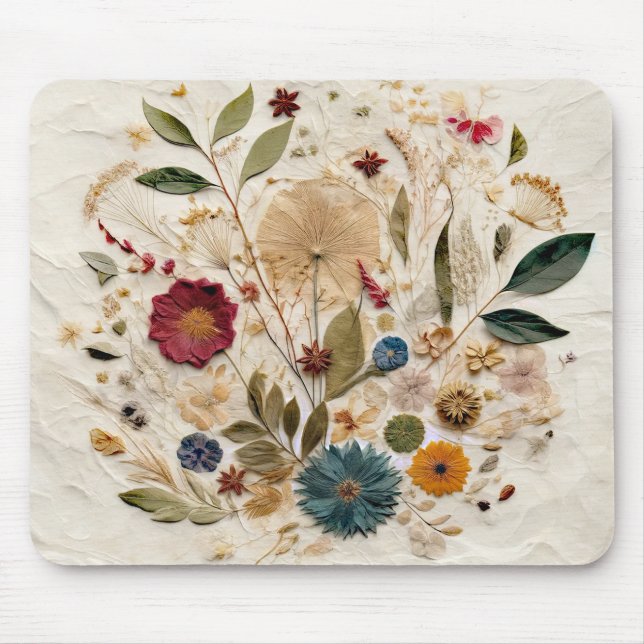 Mousepad Flores Prensadas Boêmias Jardim Caprichoso (Frente)
